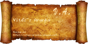 Vitéz Aranka névjegykártya